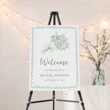 Bienvenida moderna floral para la ducha de la novi