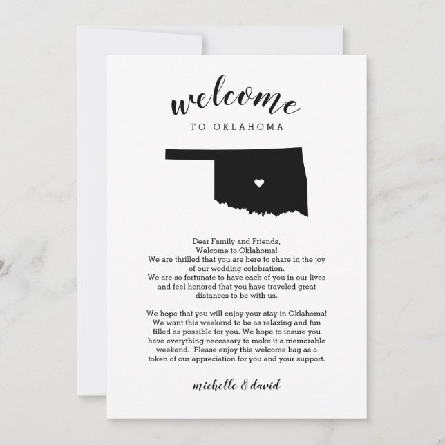 Bienvenida Oklahoma | Letra Boda e tineraria (Anverso)