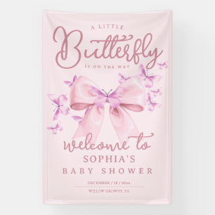Bienvenida pancarta de mariposa para baby shower
