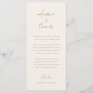 Bienvenida para el día de la boda y tarjeta de agr