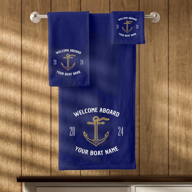 Bienvenida personalizado a bordo Nombre barco Navy (Subido por el creador)