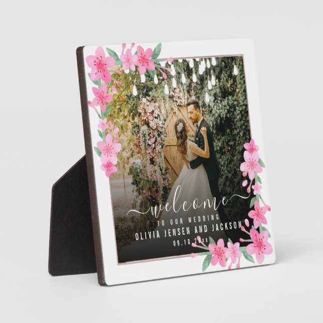 Bienvenida placa de bienvenida de boda con marco f (Anverso)