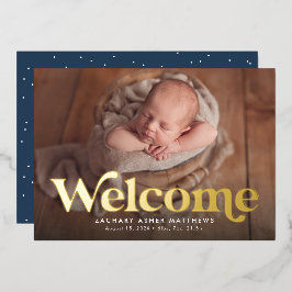 Bienvenida retro anuncio de nacimiento de foto de