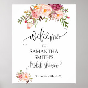 Bienvenida Señal de Boda Floral Rosa de Despedida 