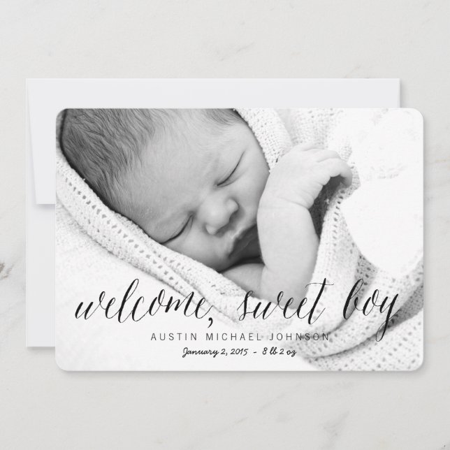 Bienvenida Sweet Boy | Anuncio de nacimiento de la (Anverso)
