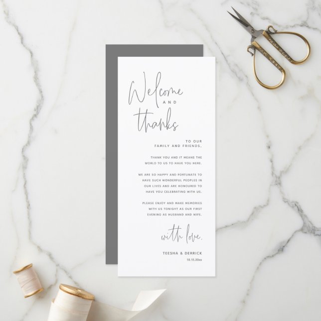 Bienvenida y gracias, lugar configuración tarjeta  (Anverso/Reverso In Situ)