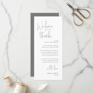 Bienvenida y gracias, lugar configuración tarjeta