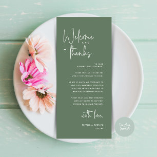 Bienvenida y gracias, lugar configuración tarjeta 