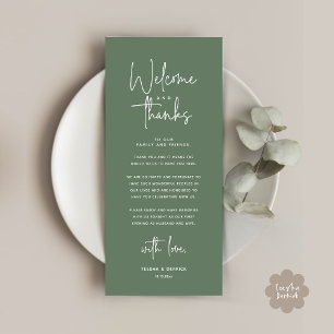 Bienvenida y gracias, lugar configuración tarjeta 
