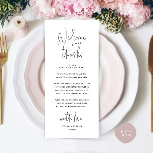 Bienvenida y gracias, lugar configuración tarjeta