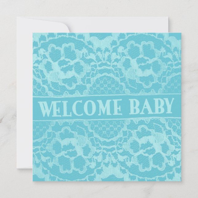 Bienvenida y Invitación de Recién nacido de encaje (Anverso)
