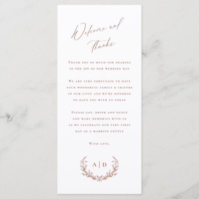 Bienvenida y tarjeta de agradecimiento por el Día  (Anverso)