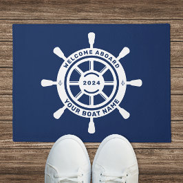 Bienvenido a bordo Alfombra de entrada azul marino