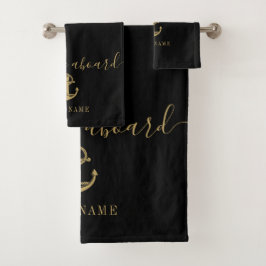 Bienvenido a bordo ancla nombre del barco en negro