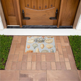 Bienvenido a casa fuera de la alfombra de la puert