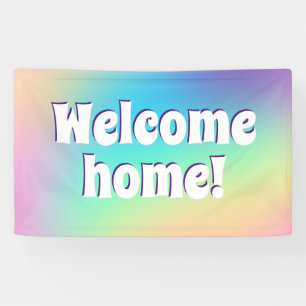¡Bienvenido a casa! Pancarta del arcoiris Pastel