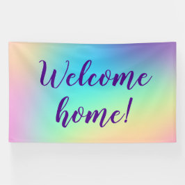¡Bienvenido a casa! Pancarta del arcoiris Pastel