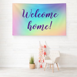 ¡Bienvenido a casa! Pancarta del arcoiris Pastel