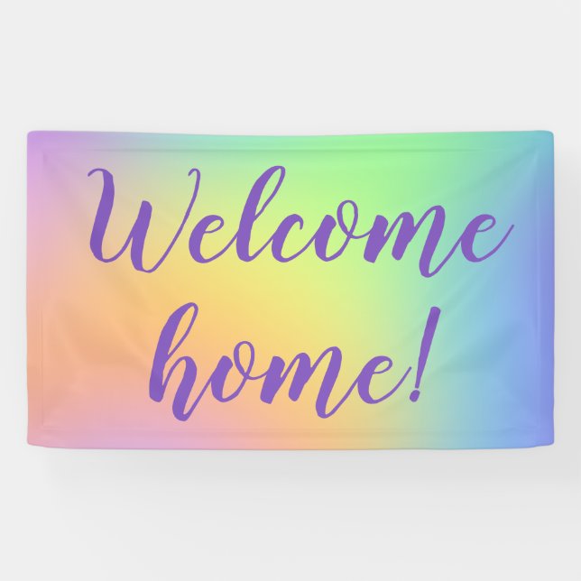 ¡Bienvenido a casa! Pancarta del arcoiris Pastel (Horizontal)