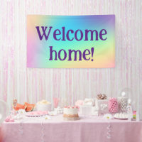 ¡Bienvenido a casa! Pancarta del arcoiris Pastel