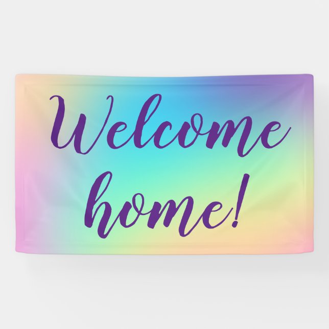 ¡Bienvenido a casa! Pancarta del arcoiris Pastel (Horizontal)