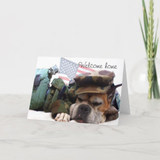 Bienvenido a casa Soldier Boxer tarjeta de saludo