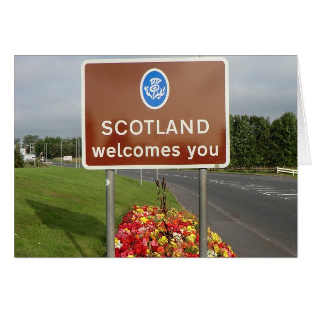 Bienvenido a Escocia - Rótulo fronterizo angloesco (Anverso (Horizontal))
