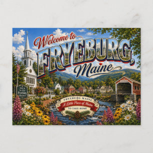 Bienvenido a Fryeburg Maine Tarjeta Postal Nostálg