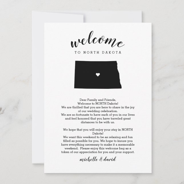 Bienvenido a la carta Boda de Dakota del Norte Iti (Anverso)