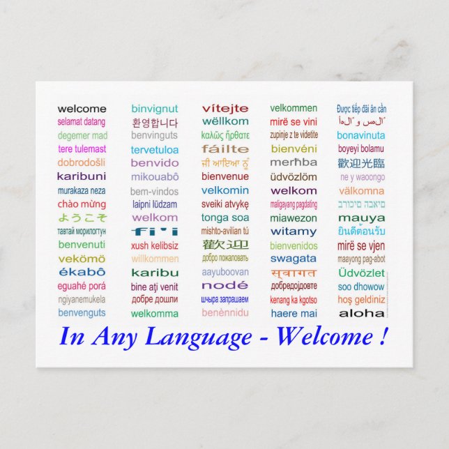 Bienvenido a la postal 80 Languages (Anverso)