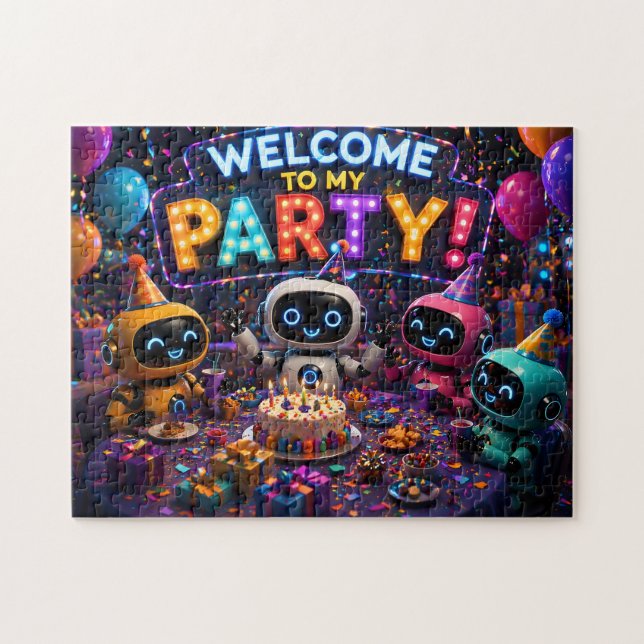 Bienvenido a mi fiesta, rompecabezas de robot lind (Horizontal)