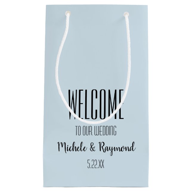Bienvenido a nuestro Boda Bolsas de Regalo AZUL PA (Anverso)