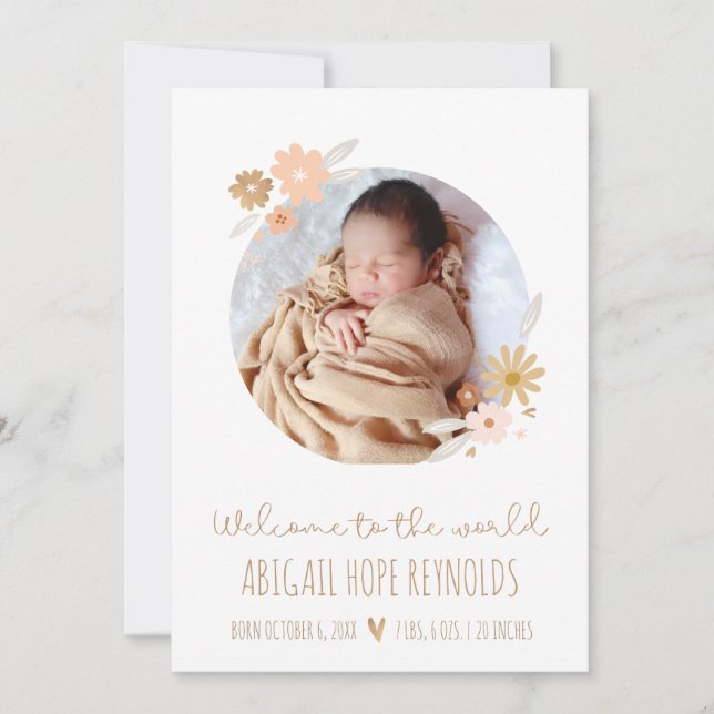 Bienvenido al anuncio de la foto del nacimiento de (Anverso)