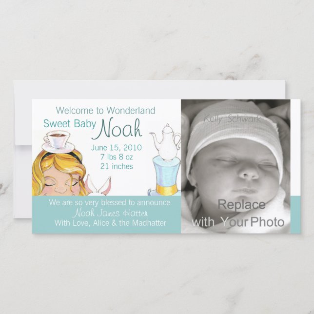 Bienvenido al anuncio de nacimiento de Wonderland (Anverso)