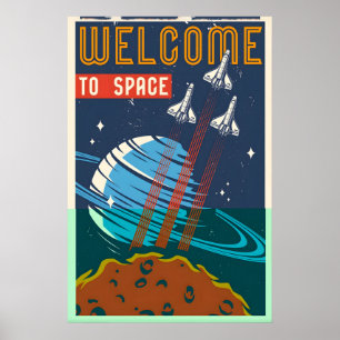 Bienvenido al cartel de impresión de viaje espacia