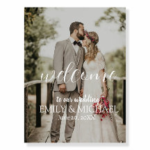 Bienvenido Boda fotográfico elegante de caligrafía