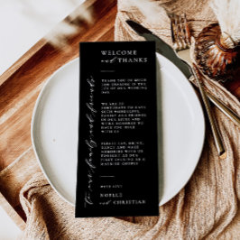 Bienvenido boda y gracias tarjeta mínima de mesa