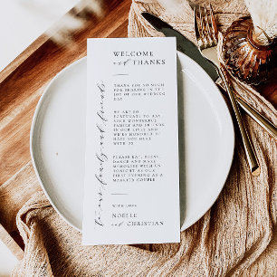 Bienvenido boda y gracias tarjeta mínima de mesa