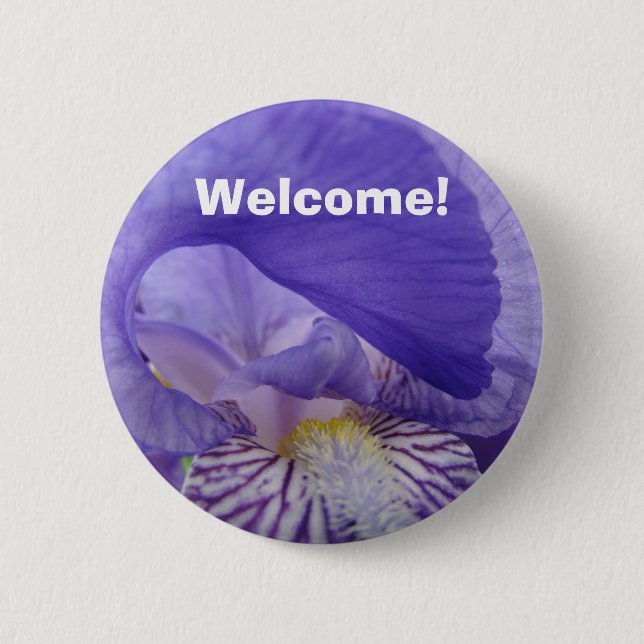 ¡BIENVENIDO! botones Flores Lirio Morado botón (Anverso)