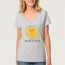 Bienvenido Camiseta Básica de Cuello en V para Muj