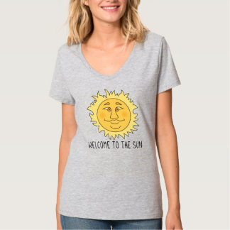 Bienvenido Camiseta Básica de Cuello en V para Muj