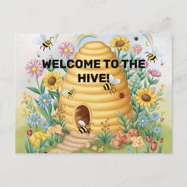 Bienvenido de vuelta a la postal de Hive para la e (Anverso)