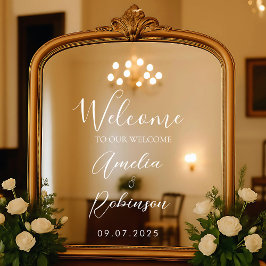 Bienvenido Espejo de Boda Letra de Vinilo Elegante