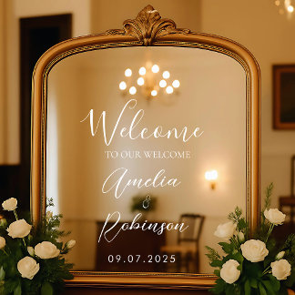 Bienvenido Espejo de Boda Letra de Vinilo Elegante