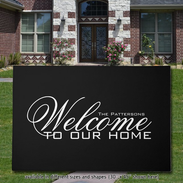 Bienvenido Felpudo Nombre de la Familia Simple Ele (Add a touch of simple elegance to your entryway with this beautiful personalized welcome mat.)