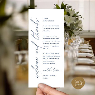 Bienvenido y gracias Boda Cena - Tarjeta de agrade