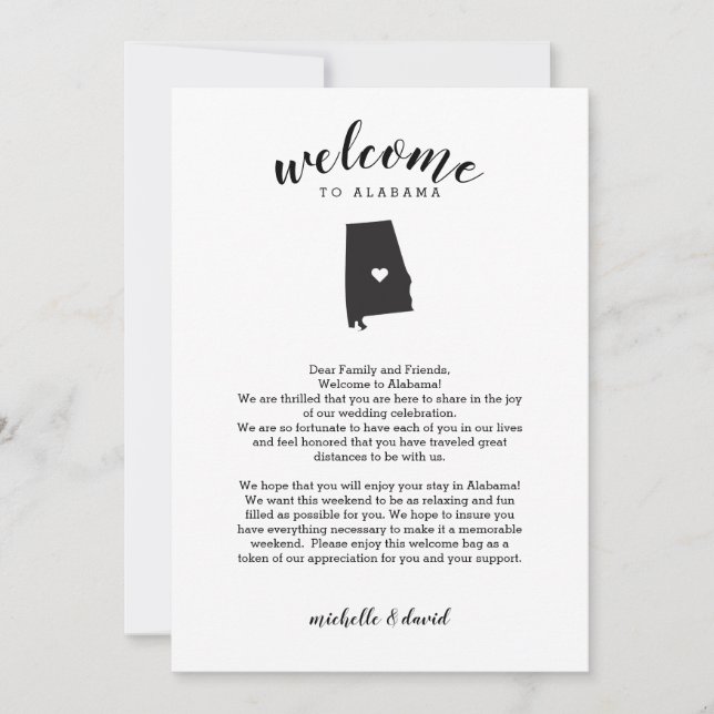 Bienvenidos a Alabama | Letra Boda e tineraria (Anverso)