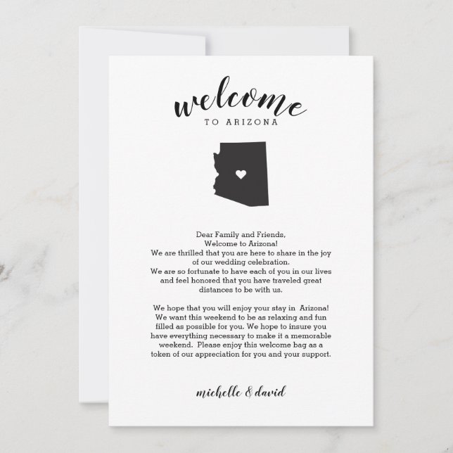 Bienvenidos a Arizona | Letra Boda e tineraria (Anverso)