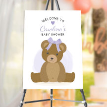 Bienvenidos a Baby Shower Chica de Teddy Bear Purp