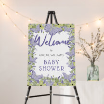 Bienvenidos a Baby Shower de Purple Butterfly & Fl